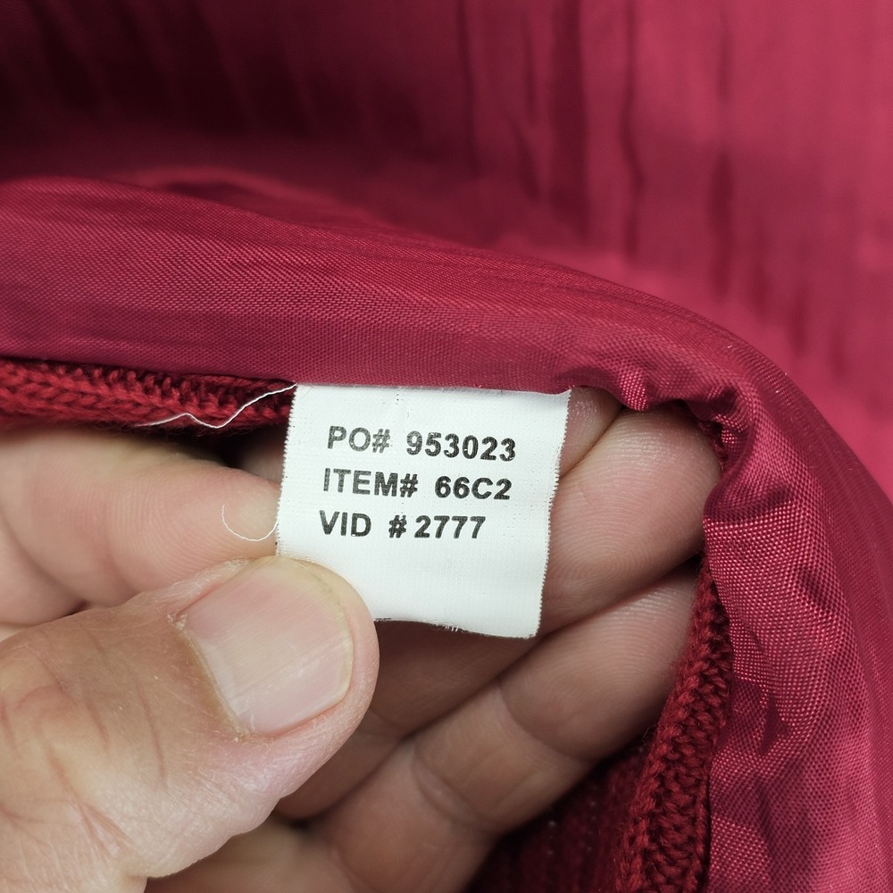 Orvis Jacket Womens XL Red Quilted Knit Wool Blend Full Zip Collared Sweater - Picture 6 of 10
